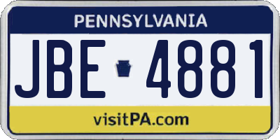 PA license plate JBE4881