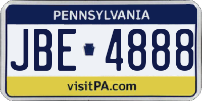PA license plate JBE4888