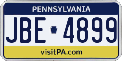 PA license plate JBE4899