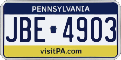 PA license plate JBE4903