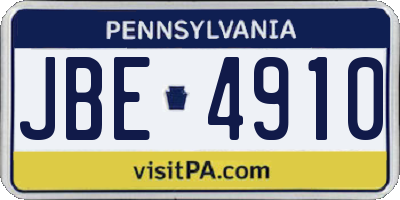 PA license plate JBE4910