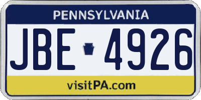 PA license plate JBE4926