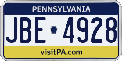 PA license plate JBE4928