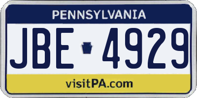 PA license plate JBE4929