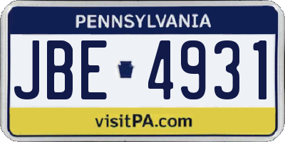 PA license plate JBE4931