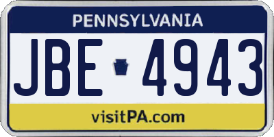 PA license plate JBE4943