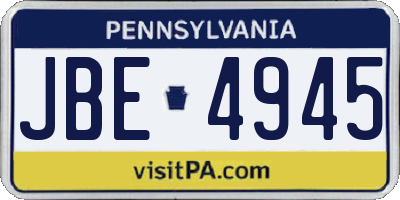 PA license plate JBE4945