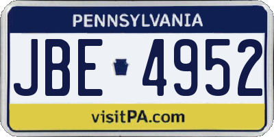 PA license plate JBE4952