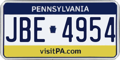 PA license plate JBE4954