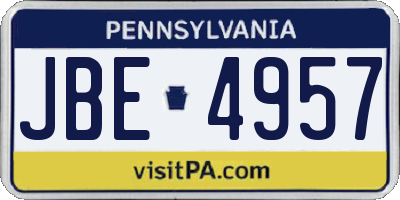 PA license plate JBE4957