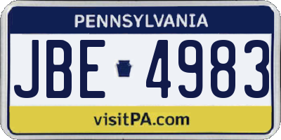 PA license plate JBE4983