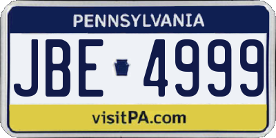 PA license plate JBE4999