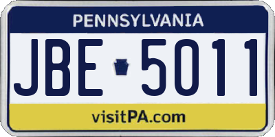 PA license plate JBE5011