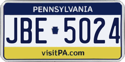 PA license plate JBE5024