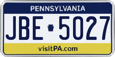 PA license plate JBE5027