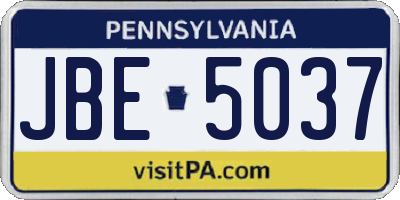 PA license plate JBE5037