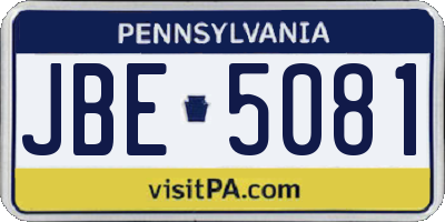 PA license plate JBE5081