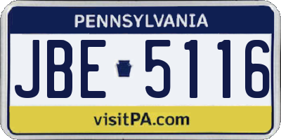 PA license plate JBE5116