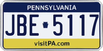 PA license plate JBE5117
