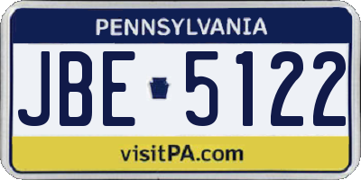 PA license plate JBE5122