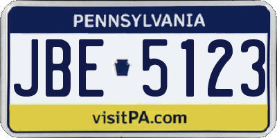 PA license plate JBE5123