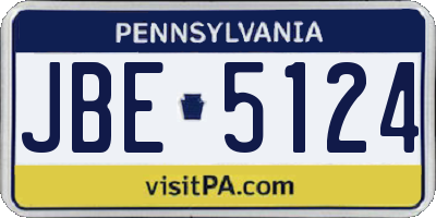 PA license plate JBE5124