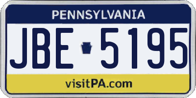 PA license plate JBE5195