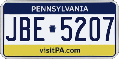 PA license plate JBE5207