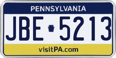 PA license plate JBE5213