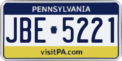 PA license plate JBE5221