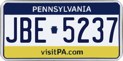 PA license plate JBE5237
