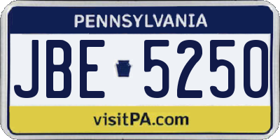 PA license plate JBE5250