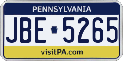 PA license plate JBE5265