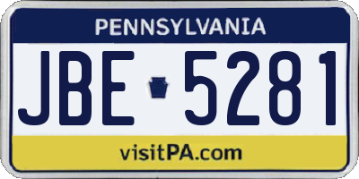 PA license plate JBE5281