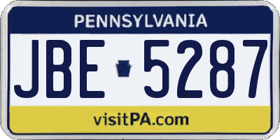 PA license plate JBE5287