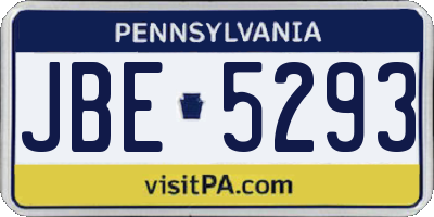 PA license plate JBE5293