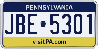 PA license plate JBE5301