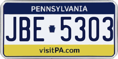 PA license plate JBE5303