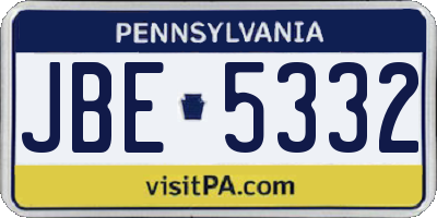 PA license plate JBE5332
