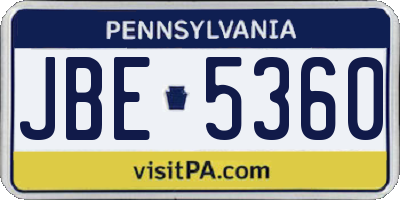 PA license plate JBE5360