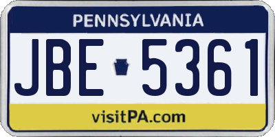 PA license plate JBE5361