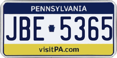 PA license plate JBE5365