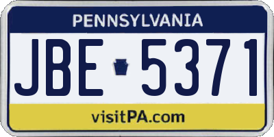 PA license plate JBE5371