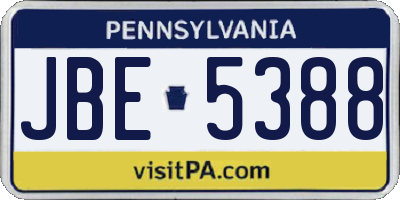 PA license plate JBE5388