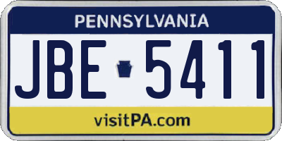 PA license plate JBE5411