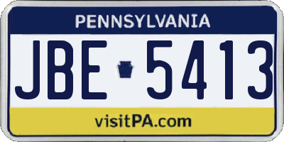 PA license plate JBE5413