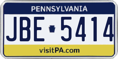 PA license plate JBE5414