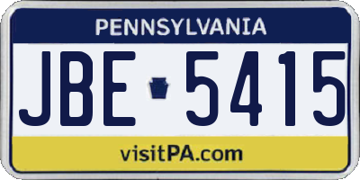 PA license plate JBE5415