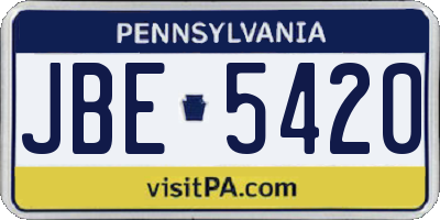PA license plate JBE5420