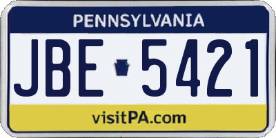 PA license plate JBE5421